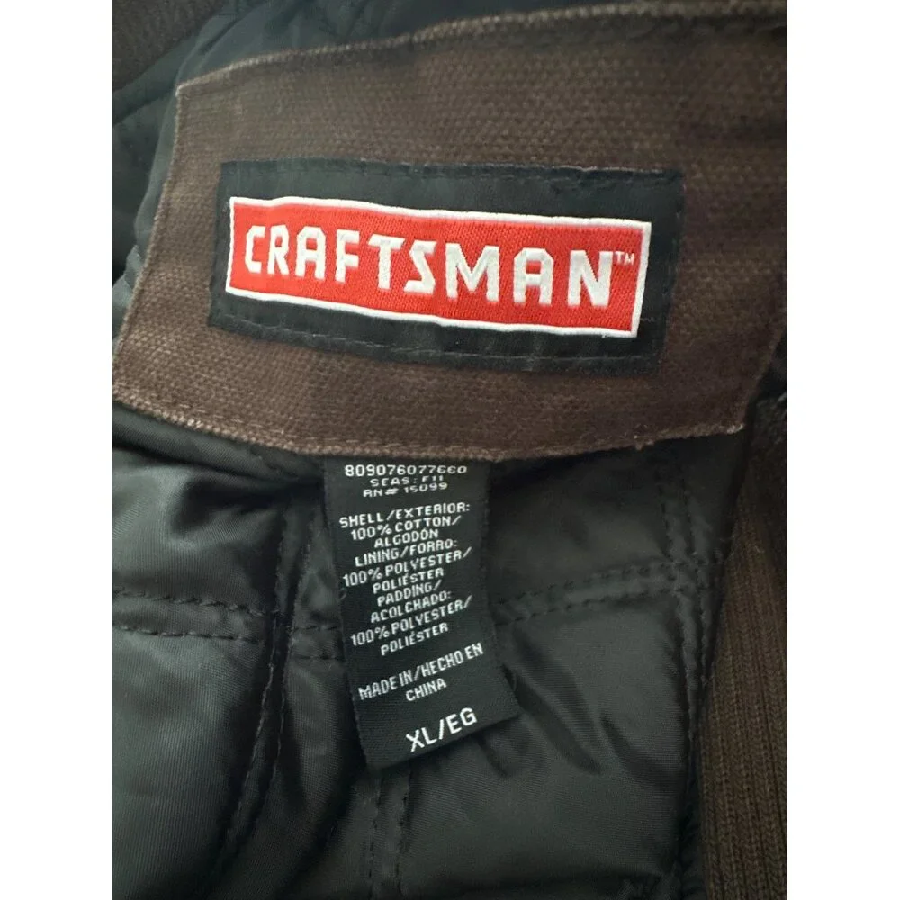Craftsman Vintage Brown Work Vest Canvas Quilted With Zipper Close & Pockets XL - Picture 8 of 8